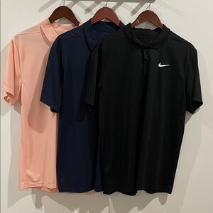 Nike Men's Polo Shirt Trio - Black, Navy, and Pink